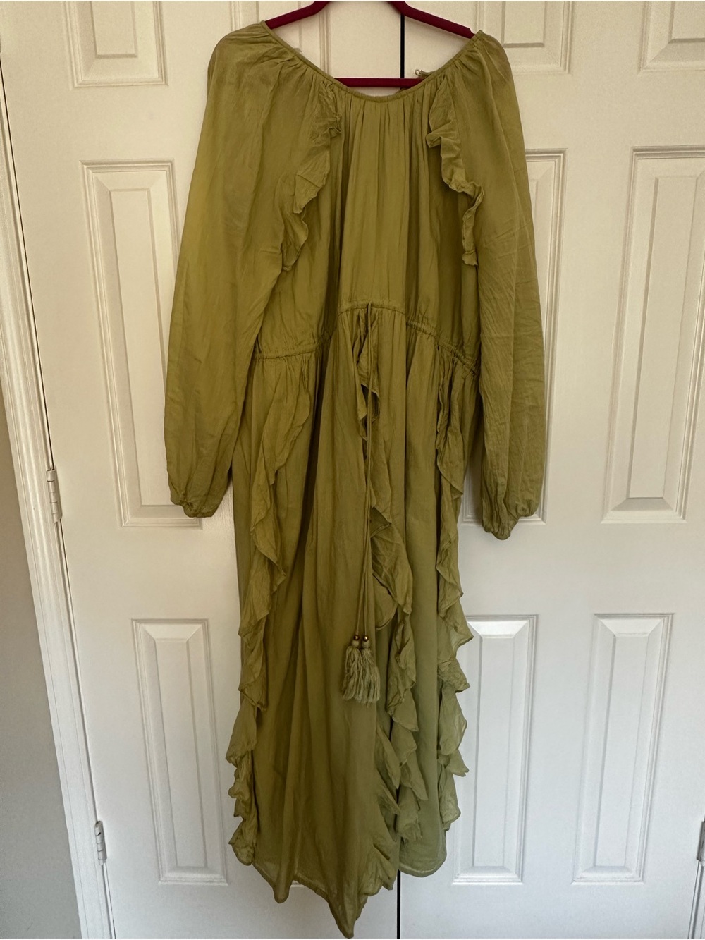 Olive Green Ruffle Maxi Dress - Women